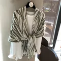 Green zebra pattern cotton linen scarf with tassels for summer sun protection shawl - Green White Zebra Pattern (MZF-150 Main) / 180*90CM
