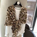 Leopard print lightweight summer scarf for women, elegant animal pattern wrap shawl - Brown Black Leopard Print (MZF-149 Main) / 180*90CM