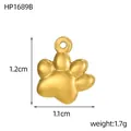 Pendentif patte de chat en acier inoxydable doré, taille 1,2x1,1 cm, poids 1,7 g - Accessoire de Bijoux Patte de Chat (HP1689B)