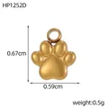 Breloque patte de chat en acier inoxydable doré, hauteur 0,67 cm et largeur 0,59 cm, poli - Mini Accessoire de Bijoux Patte de Chat (HP1252D)