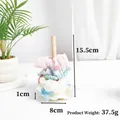 Porta elastici per capelli in legno con dimensioni e quattro elastici colorati - Stile Piccolo