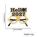 Occhiali festa Capodanno 2027 nero e oro con dimensioni e informazioni sul peso - Stile Hello 2027 / Occhiali di Capodanno