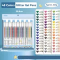 Professional 48 colors glitter gel pens set for DIY journaling and creative drawing - Upgraded Cap Style / 48 Colors/Box