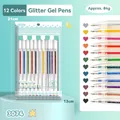 Premium 12-color glitter gel pen set for creative DIY journaling and artistic drawings - Upgraded Cap Style / 12 Colors/Box