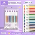 Set of 18 colorful glitter gel pens for DIY journaling and drawing with 1.0mm tips - Upgraded Cap Style / 18 Colors/Box