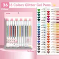 Premium 36 colors glitter gel pen set for DIY journaling, drawing, and school projects - Upgraded Cap Style / 36 Colors/Box