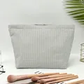 Grande trousse de maquillage en seersucker à rayures grises pour voyage et soin - 25*6*17cm / Gris