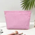 Grand sac cosmétique en seersucker à rayures roses et blanches pour voyage et rangement - 25*6*17cm / Rose foncé