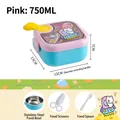 750ml Pink baby stainless steel lunch box set including bowl, spoon and scissors - New Insulated Model / 750ml / Pink