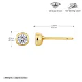 Elegant gold-plated S925 sterling silver round zircon stud earring with measurements. - 925 Silver / 925 Silver Gold Plated - 4MM