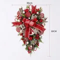 Roter und weißer Süßigkeiten-Weihnachtskranz mit Schleife und Beeren, 30x60cm - 60CM
