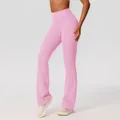 High-waisted pink flare yoga pants with butt-lifting effect and quick-dry fabric - S / Bottoms / Begonia Pink