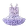 Lavender ruffled tutu dress for girls with multi-layered pastel rainbow mesh layers - L (105-115cm) / Purple Ice Cream