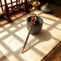 Vintage pauwen haarspeld met kleurrijke steentjes in traditionele cloisonné stijl - Rood