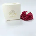 Elegant deep red peony flower scented candle set with white gift box for decor - Red