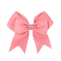 Vibrant pink grosgrain ribbon hair bow clip for children featuring a swallowtail design - Pink (15)
