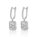 Strahlend geschliffene Moissanit-Ohrhänger aus hochwertigem 925er Sterlingsilber - 1ct+1ct Moissanit (Radiant-Schliff) / 925 Sterling Silber (Weissgold Beschichtet)