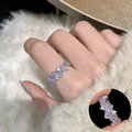 Vintage purple flower cluster adjustable ring with sparkling stones for women's gift - Jz5420 / Adjustable Open