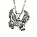 Detailed vintage titanium steel soaring eagle pendant necklace for men with box chain. - Eagle + Stainless Steel Chain