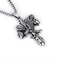 Vintage silver-tone titanium steel necklace featuring a detailed flying eagle pendant - Carved Eagle Style + Stainless Steel Chain