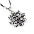 Gothic skull sunburst pendant necklace in polished titanium steel for men - Skull Tentacle + Stainless Steel Chain