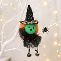 Close-up of a cartoon witch hanging ornament with bells for Halloween decoration - Green Ghost Pendant (X-Y55)