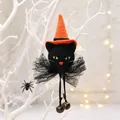 Detalle de adorno de Halloween de gato negro con sombrero de bruja y cascabeles. - Colgante de Gato Negro (X-Y57)