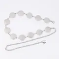 Silver women's decorative waist chain with textured circular plates for dresses - Matte Round Disc (Silver)