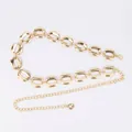 Elegant gold-toned metal oval link waist chain belt for women's fashion dress decor - Oval Hollow Chain (Gold)