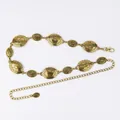 Vintage Bohemian gold metal waist chain belt with intricate oval engravings for women - Large and Small Oval Carved (Antique Gold)