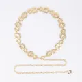 Elegant gold-tone metal waist chain belt with intricate floral patterns for dresses - Large and Small Camellia Flowers (Gold)