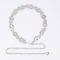 Elegant silver flower metal waist chain belt extension for women's fashionable dresses - Large and Small Camellia Flowers (Silver)