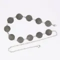Bohemian retro silver waist chain belt featuring spiral metal discs and adjustable links - Vintage Carved Large Round Disc (Antique Silver)