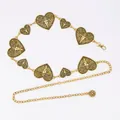 Vintage gold bohemian heart waist chain belt with embossed cow head pattern details - Vintage Antlers (Antique Gold)