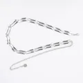 Elegant silver metal link waist chain belt for women with an adjustable extender - Rectangular Hollow (Silver)