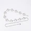Bohemian silver metal chain belt with sunburst pattern discs - Wrinkled Round Disc (Silver)