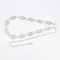 Elegant vintage Bohemian silver waist chain belt for women with white faux pearls - Vintage Gourd with Artificial Pearls (Antique Silver)