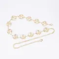 Elegant bohemian style gold metal waist chain belt with textured sunburst disc charms - Wrinkled Round Disc (Gold)