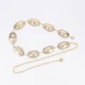 Boho vintage gold hammered metal oval link waist chain belt for women's dresses - Oval Hammered (Gold)