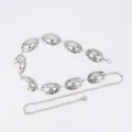 Silver bohemian style waist chain belt with textured oval plates for women - Oval Hammered (Silver)