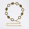 Vintage bohemian style gold metal waist chain belt for women's dress decoration - Vintage Carved Oval + Hollow Ring (Antique Gold)