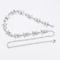 Elegant bohemian silver metal star waist chain belt for women's dress decoration - Large and Small Five-Pointed Stars (Silver)