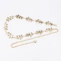 Elegant bohemian style gold metal zigzag waist chain for women's dresses and skirts - Sound Wave Pattern (Gold)