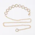 Gold-toned women's fashion waist chain with heart-shaped crystal rhinestone charms - Heart with Rhinestones (Gold)