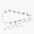 Vintage bohemian silver metal waist chain belt featuring cone-shaped textured links for women - Small Scallop Shell (Silver)