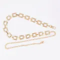 Elegant bohemian style gold square link waist chain belt for women's dress decor - Matte Hollow Square (Gold)