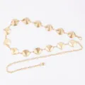 Elegant gold bohemian waist chain belt for dresses with textured shell decorative segments - Small Scallop Shell (Gold)