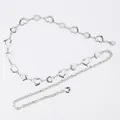 Elegant silver metal waist chain belt featuring heart and flower motifs for women - Hollow Heart and Flower Splicing (Silver)