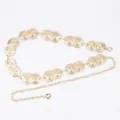 Retro Bohemian style gold metal waist chain belt for women's dress fashion decoration - Vintage Hammered Double Round Plate (Gold)