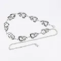 Elegant silver metal waist chain belt for women with interlocking double ring design - Double Buckle Ring (Silver)